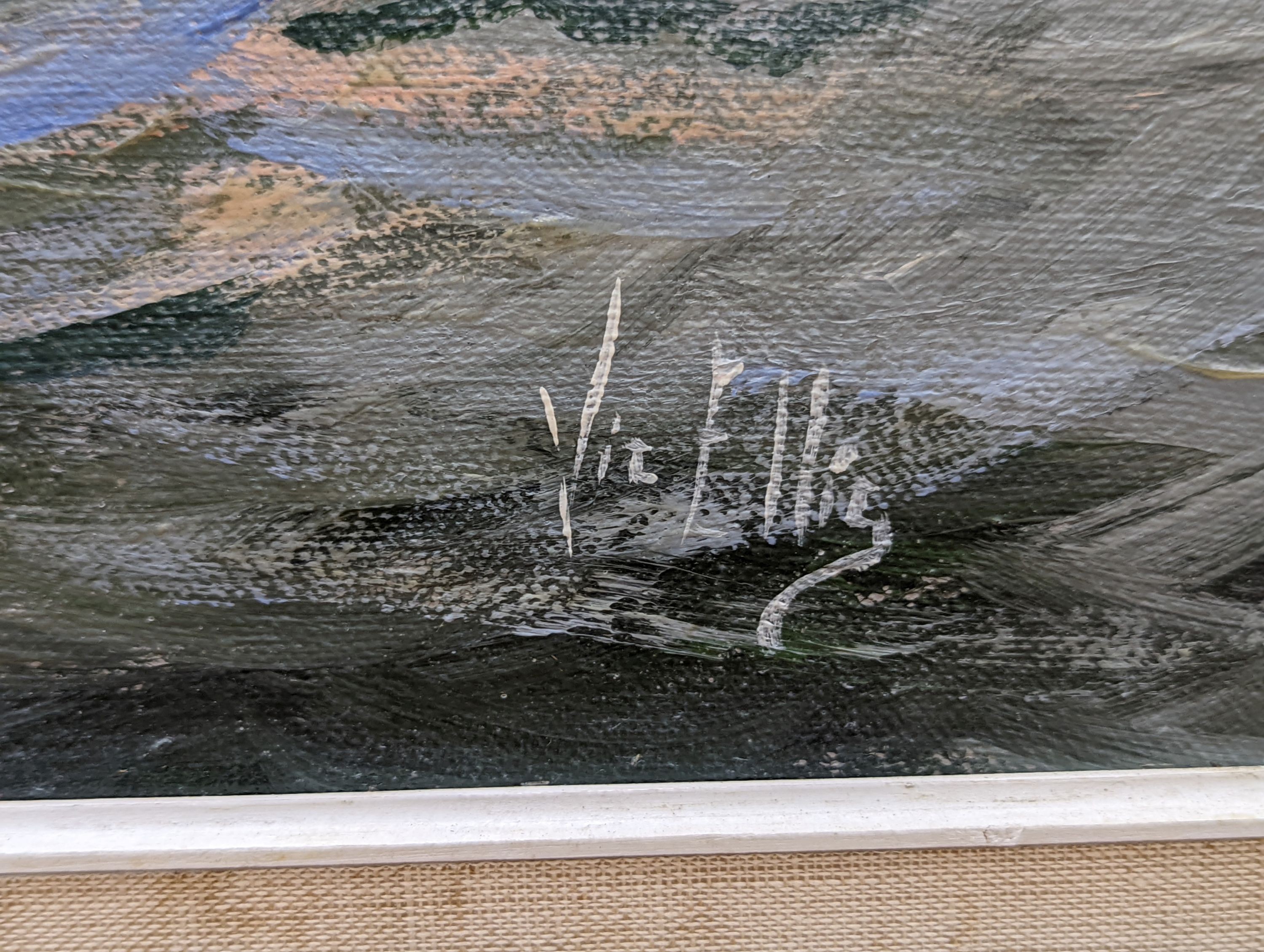 Vic Ellis (1921-1984), oil on canvas board, Sail barges at sea, signed, 44 x 70cm
